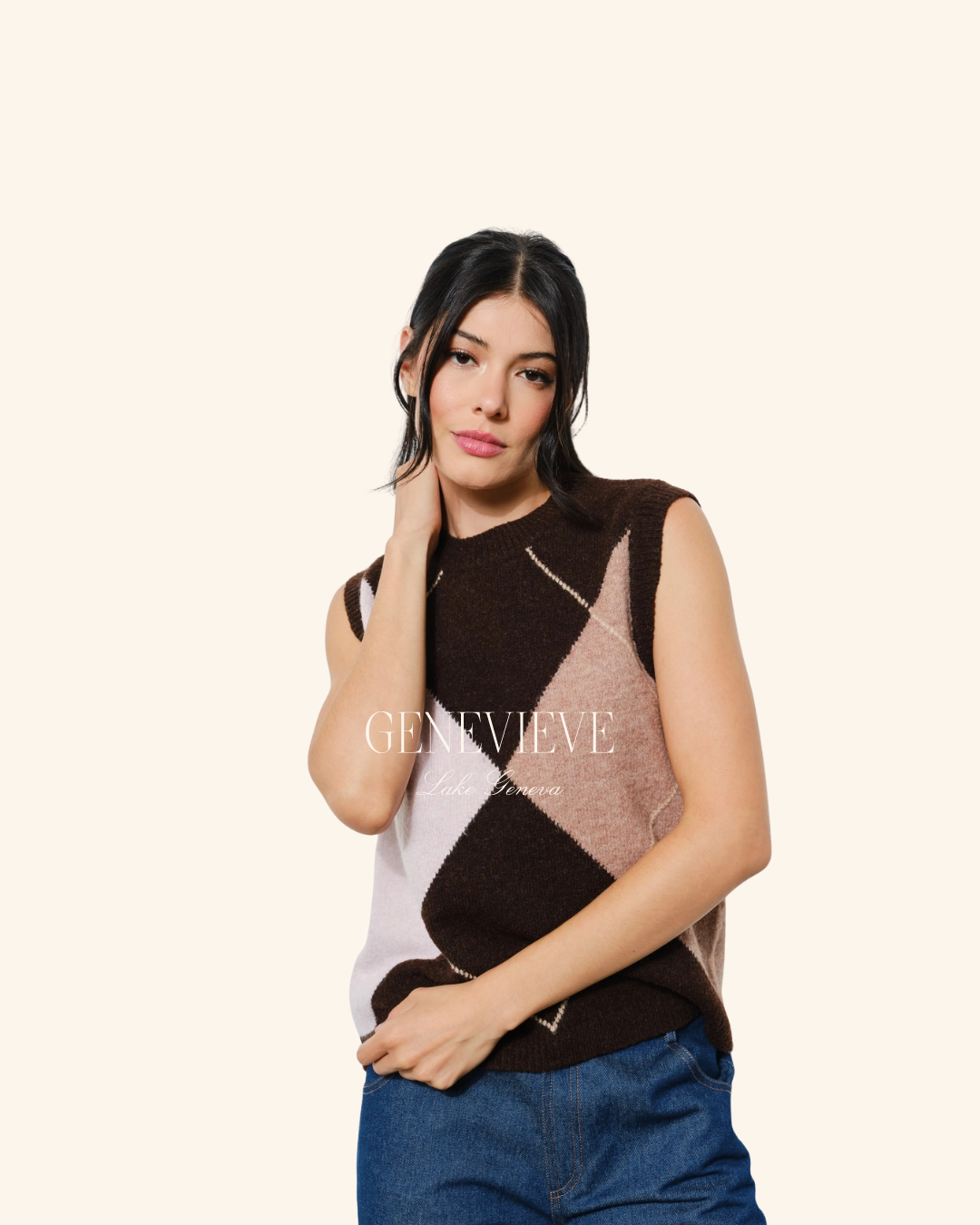 Pretty Garbage Brown Multi Argyle Vest