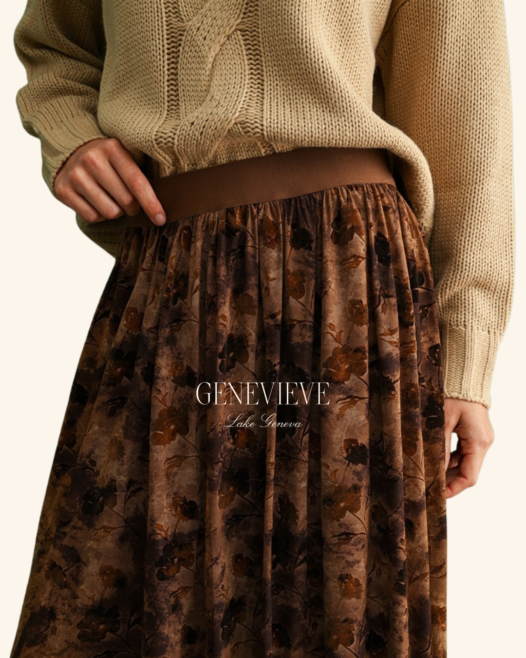 Fun2Fun Brown Floral Maxi Skirt
