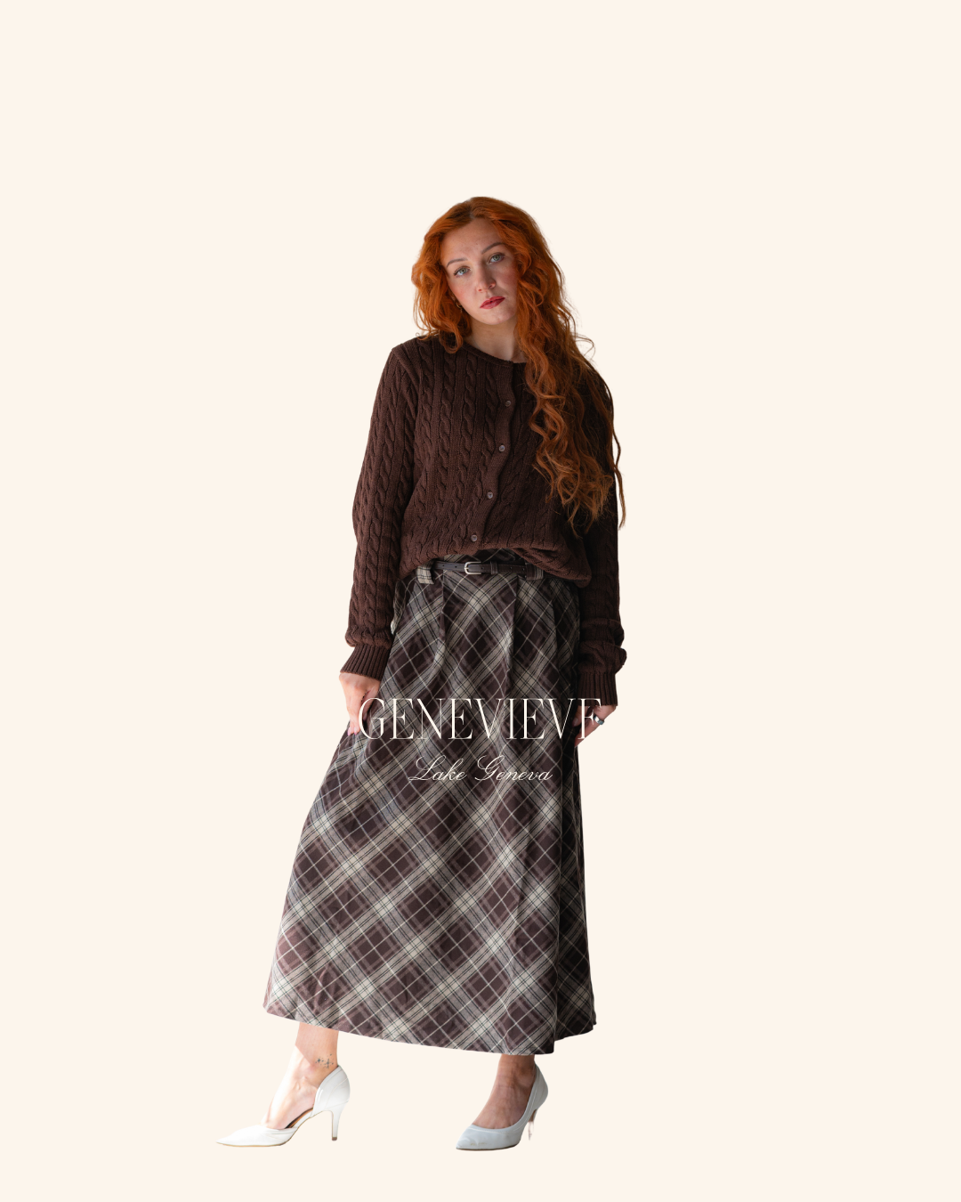 Dress Forum Brown Plaid Midi W/Belt