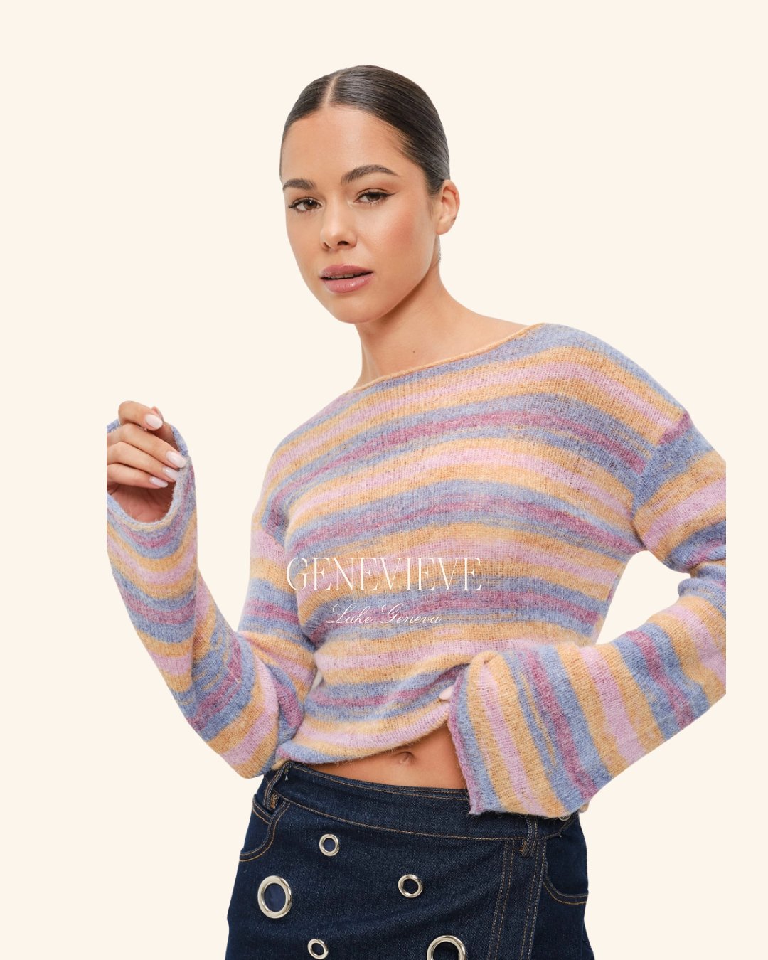 Pretty Garbage Multi Stripe Cropped Sweater