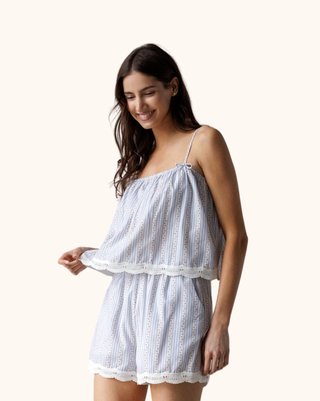 Storia Blue and White Striped Top