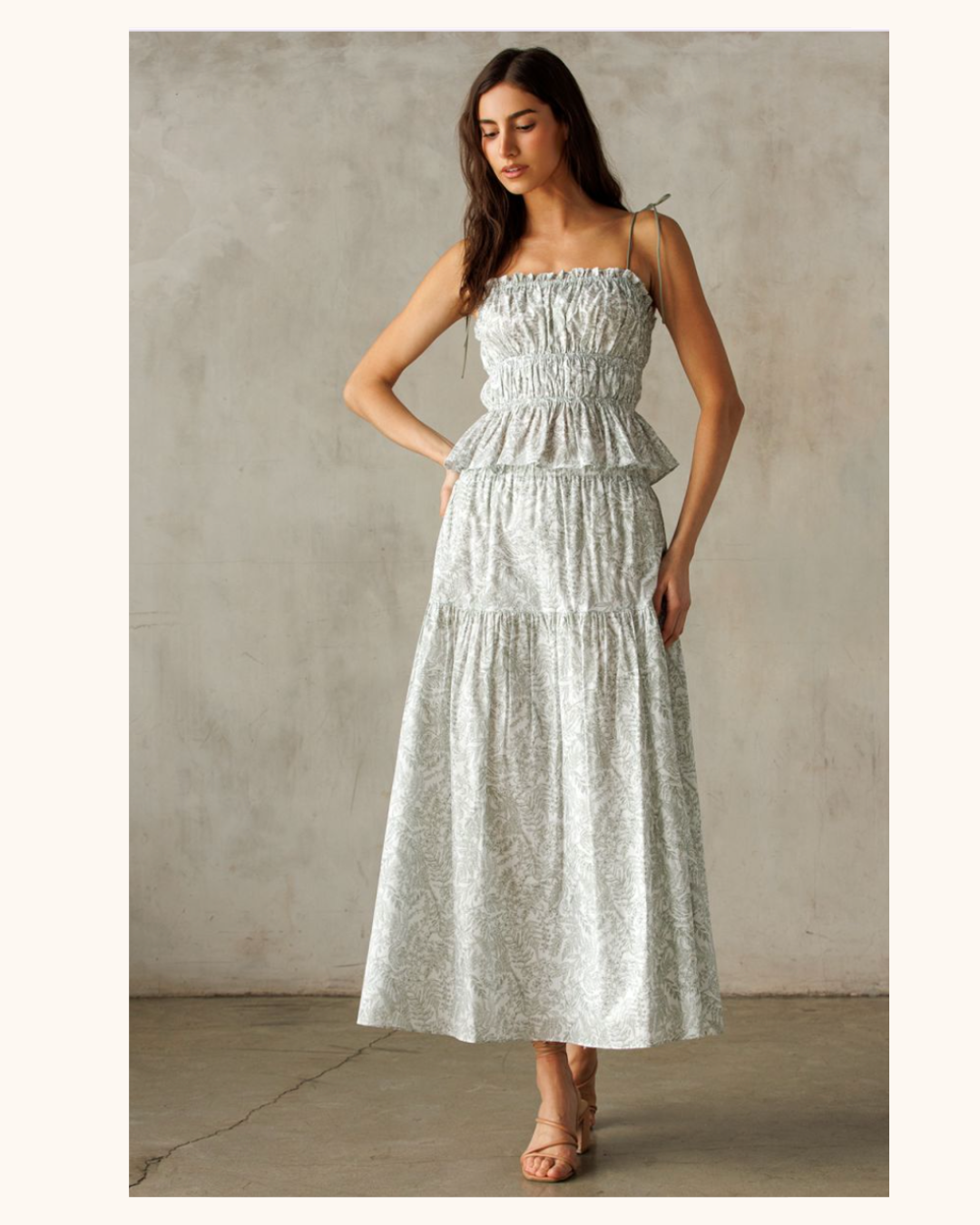 Storia White & Green Midi Skirt