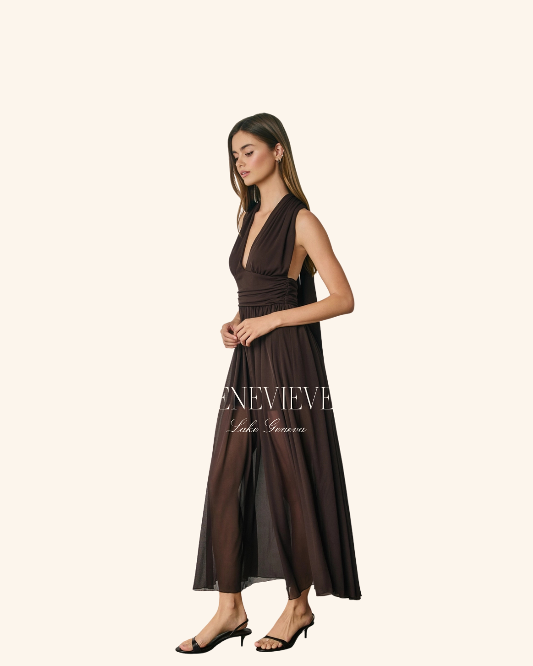Dress Forum Dark Rum Mesh Halter