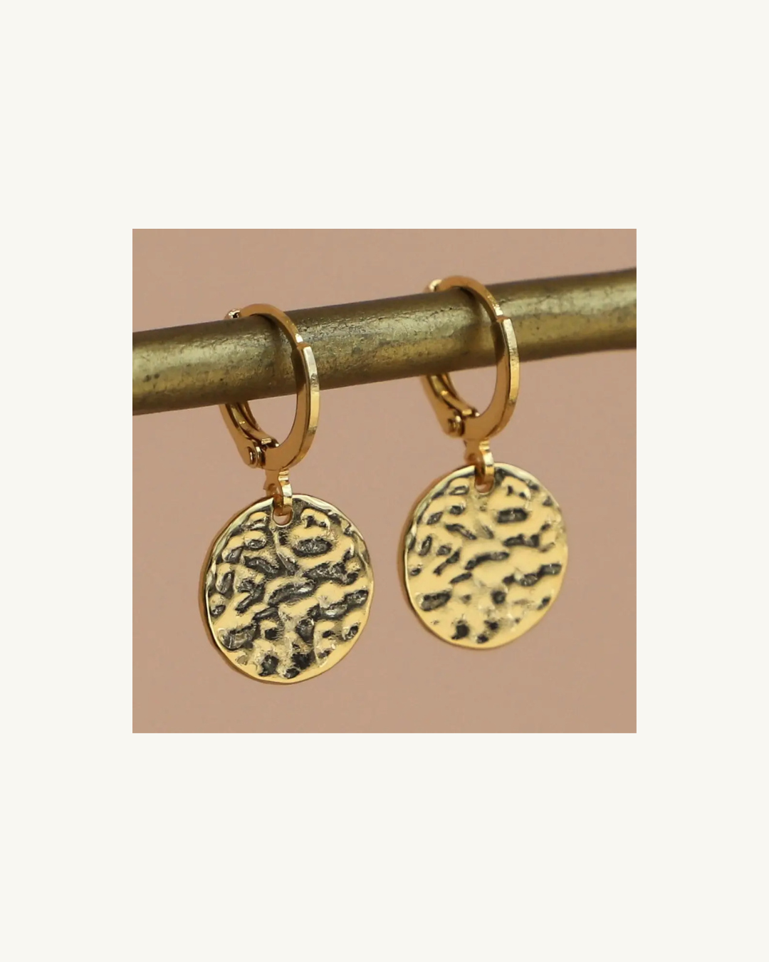 Katie Waltman Hammered Medallion Huggies