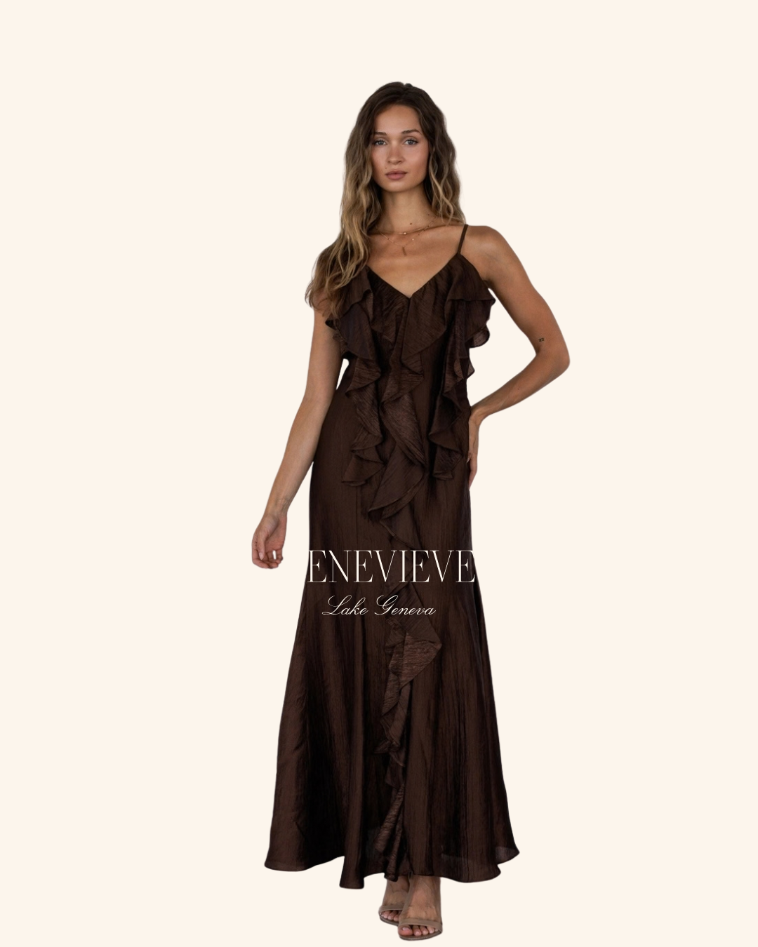 Storia Brown Ruffle Maxi