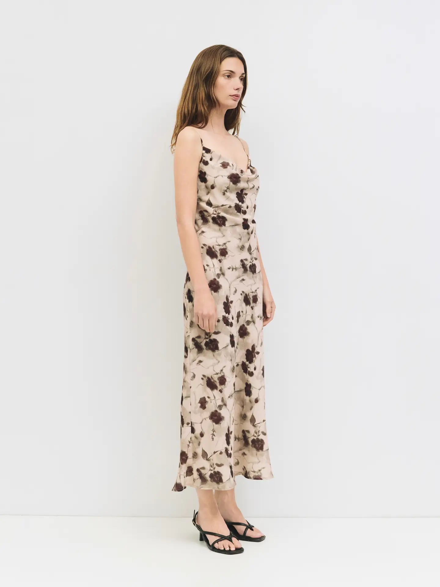 All Row Floral Cowl Neck Maxi Dress
