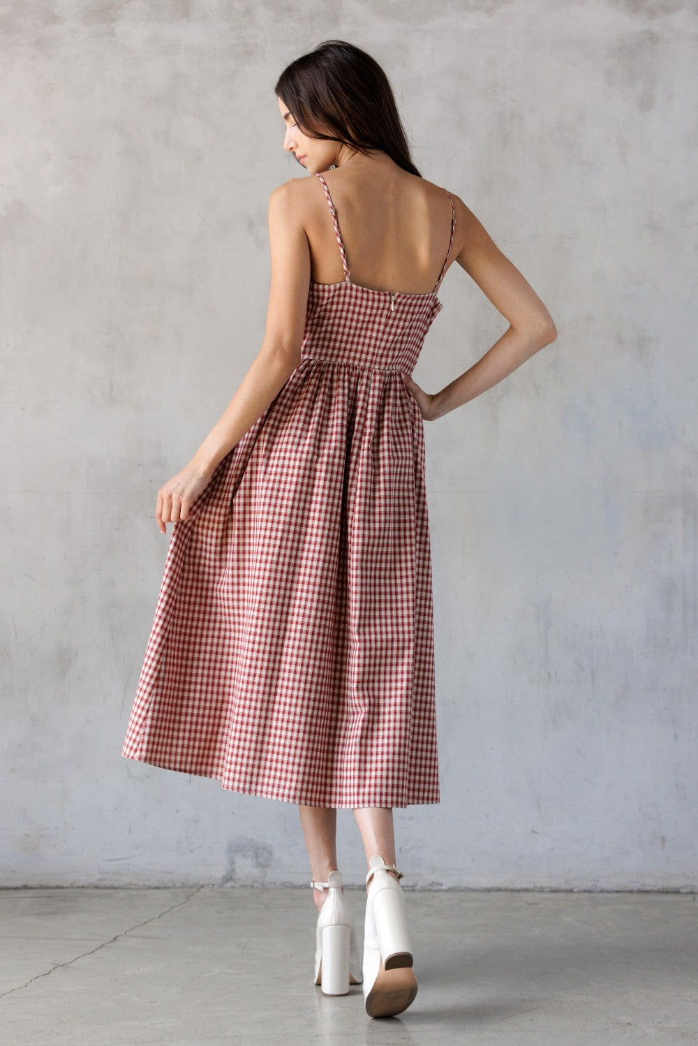 Storia Classic Gingham Midi Dress