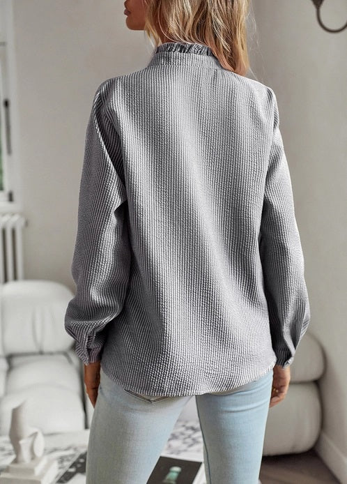 ePretty Ruffle Button Down Long Sleeve Shirt