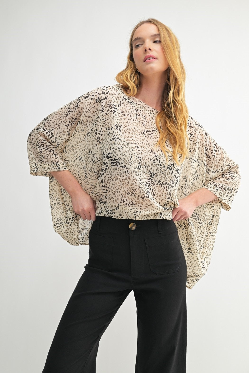 Fun2Fun Animal Print Loose Fit Dolman Top