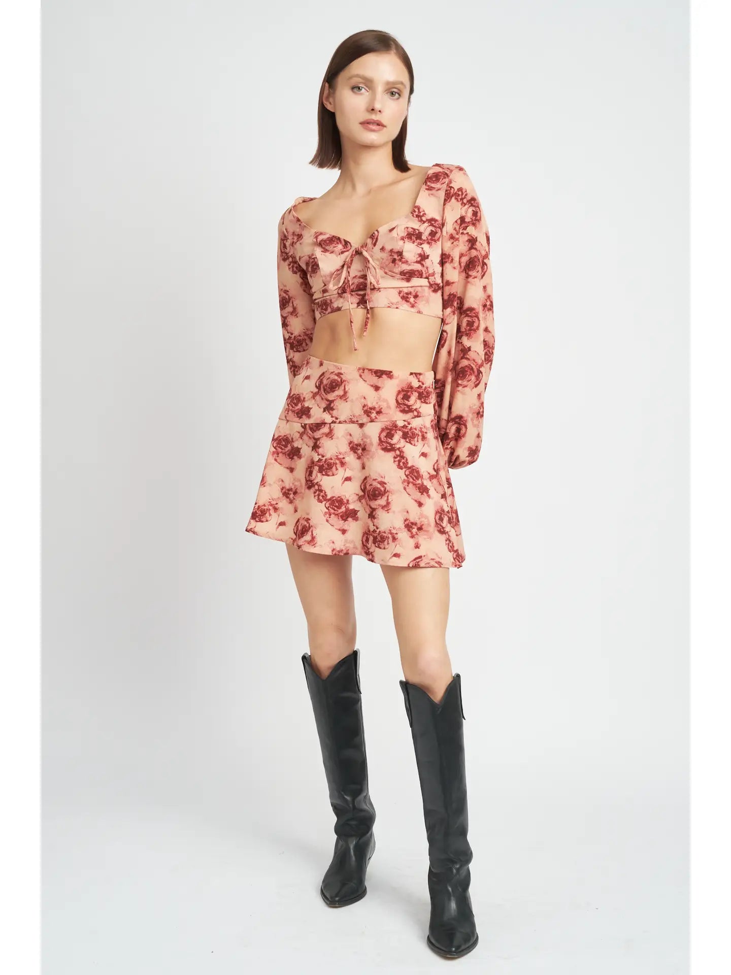 Emory Park Floral Flared Mini Skirt