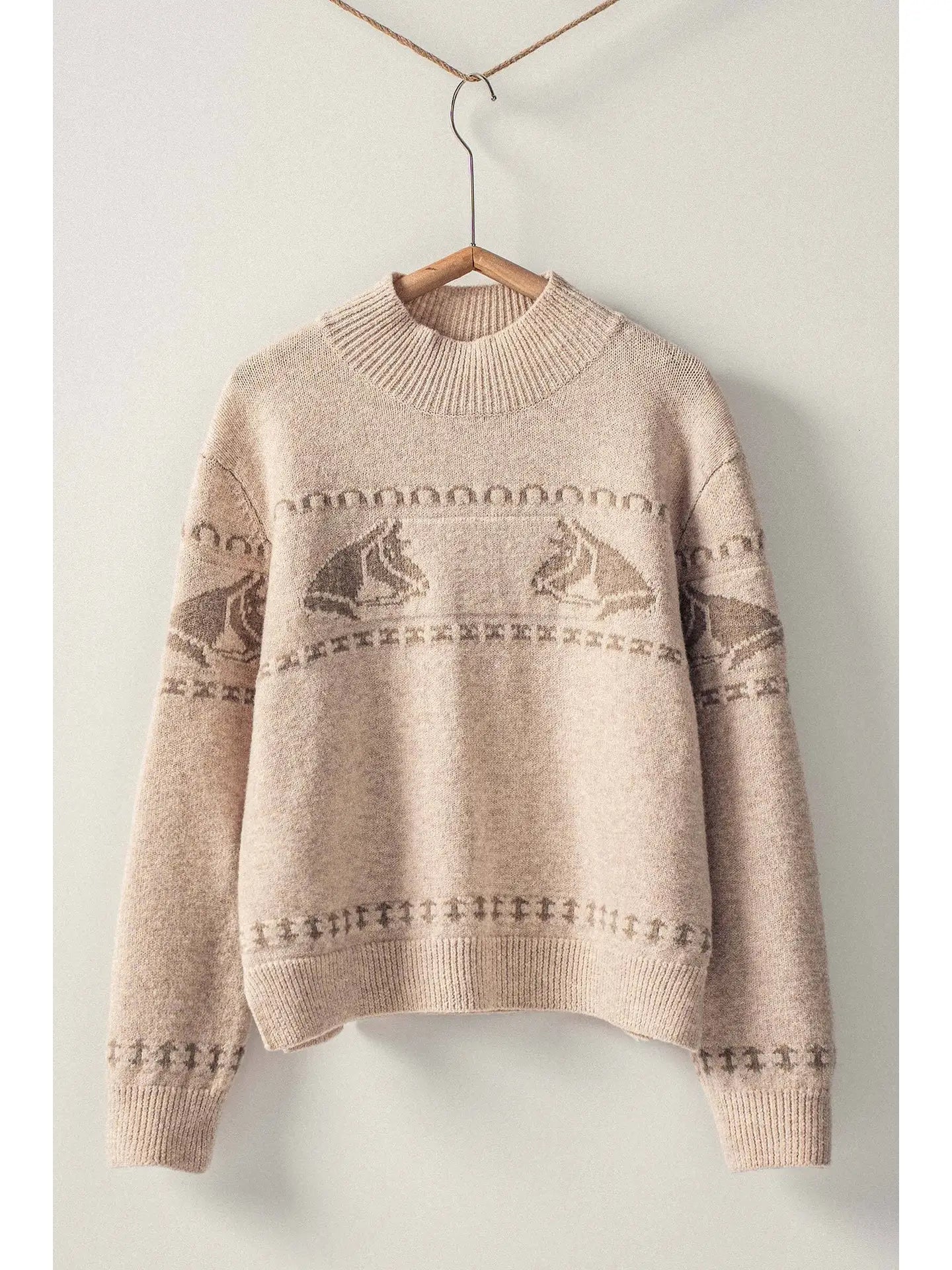Urban Daizy Horse Knit Crewneck Sweater