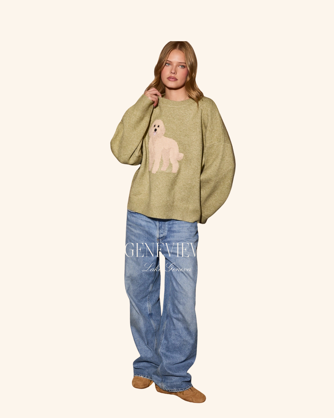 Le Lis Olive Golden Doodle Sweater