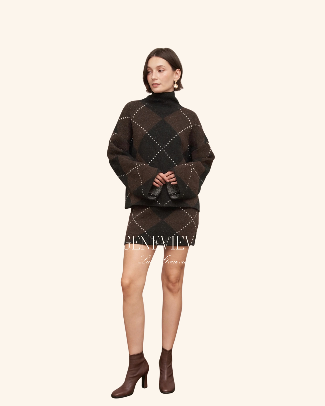En Creme High Neck Sweater Top