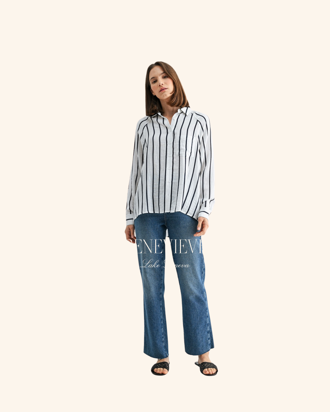 Fun2Fun White Stripe Button Down