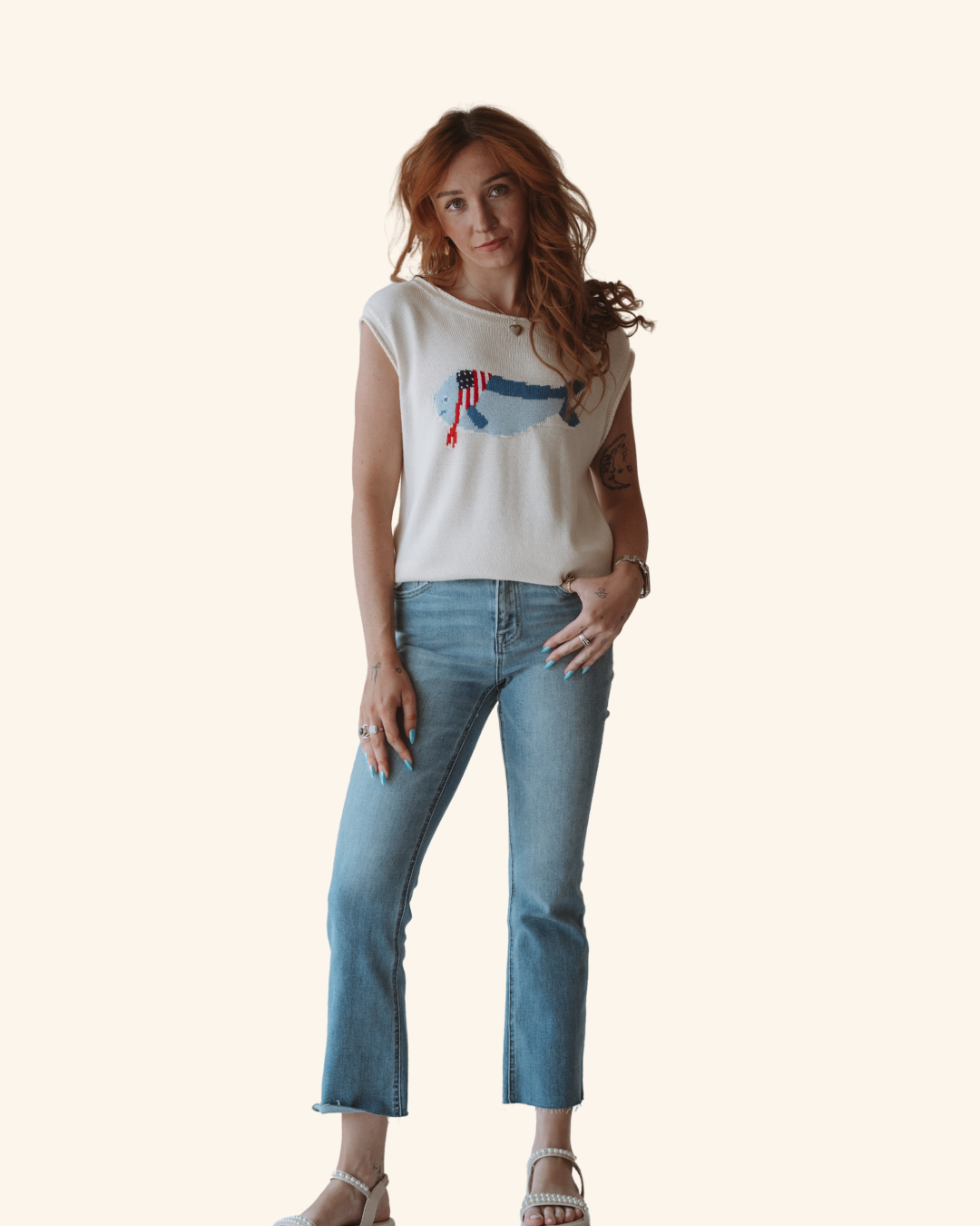 Sunday Edition Fish With Flag Knit Top