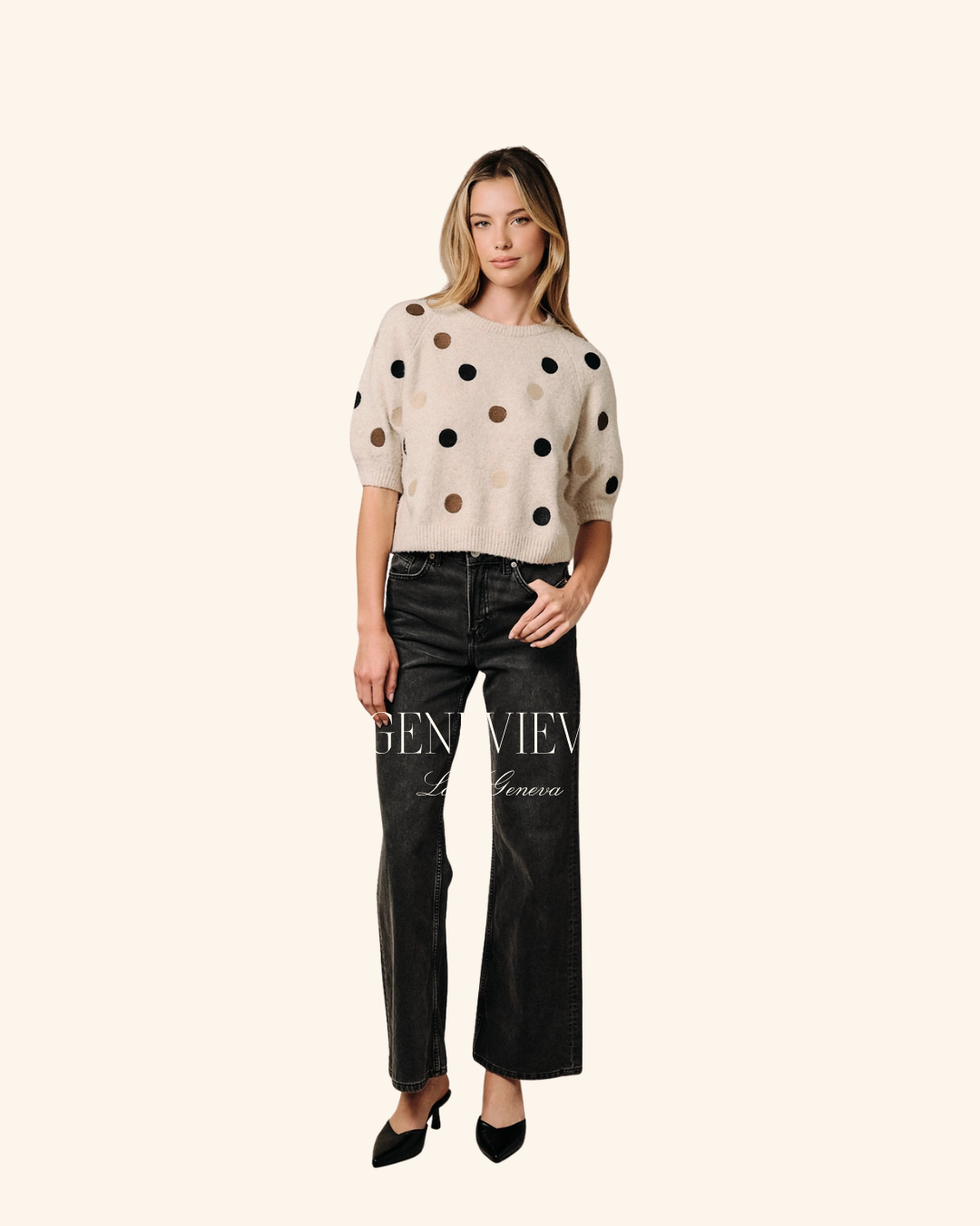 Sunday Edition Oatmeal Polka dot Sweater