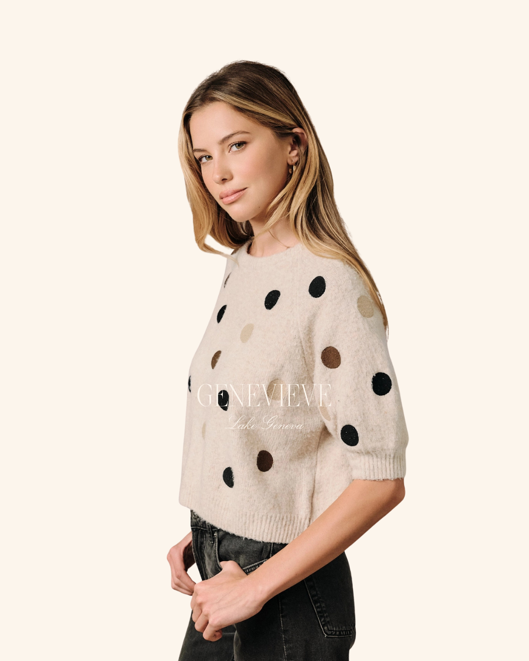 Sunday Edition Oatmeal Polka dot Sweater
