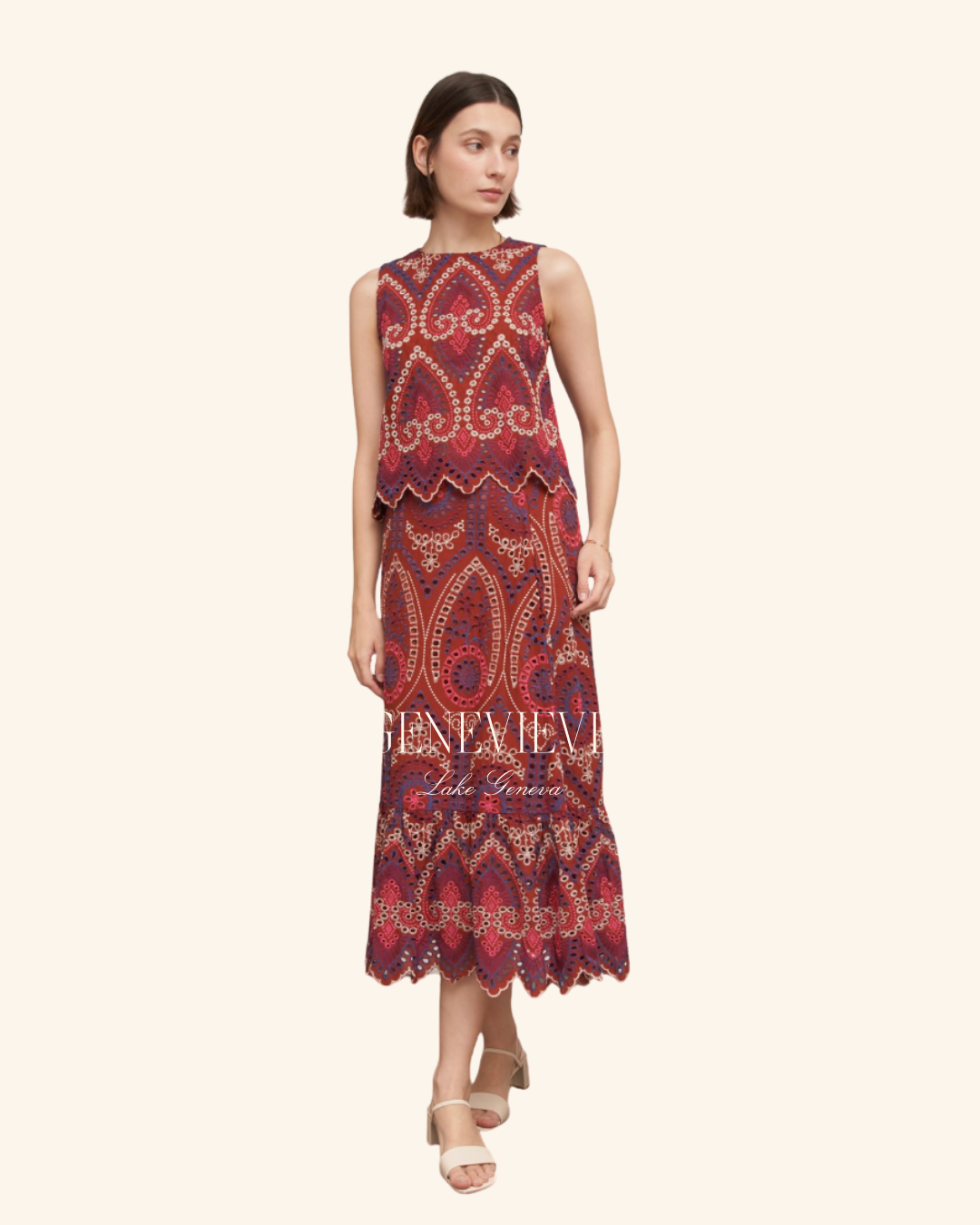 En Creme Brick Maxi Skirt