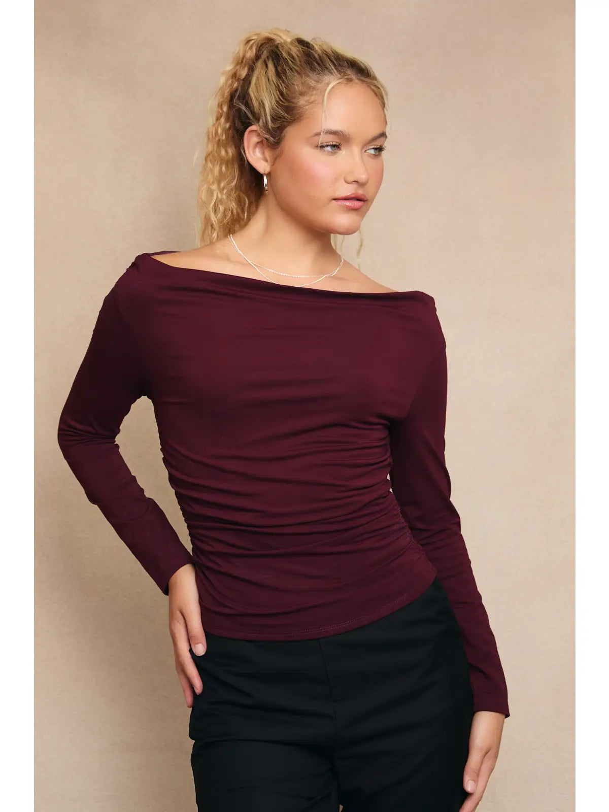 Le Lis Off the Shoulder Long Sleeve Top