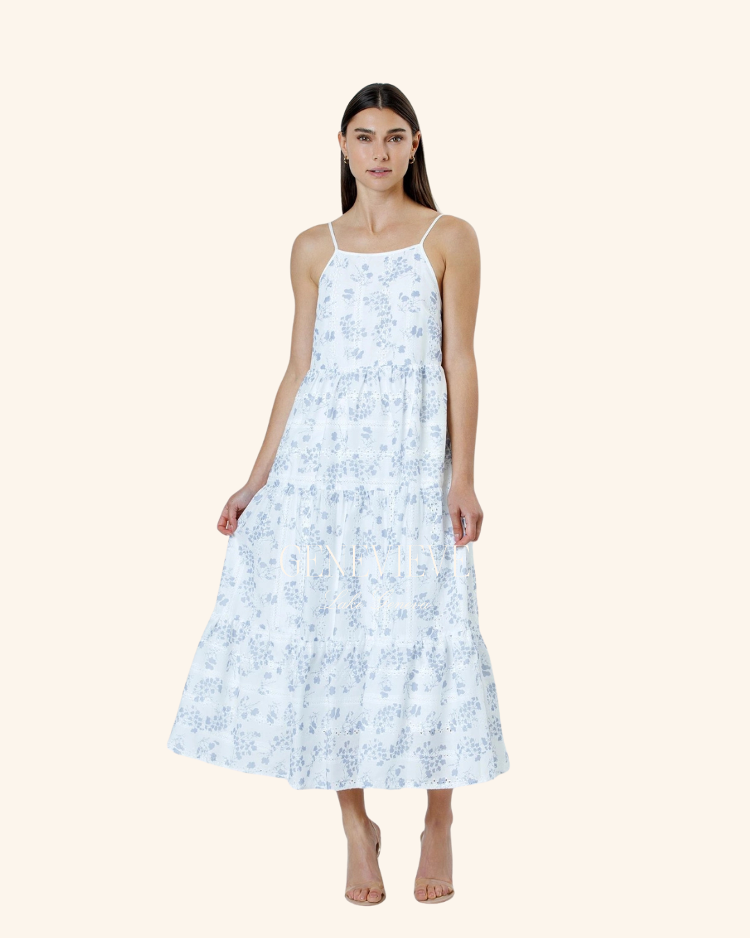 Storia White and Blue Floral Maxi