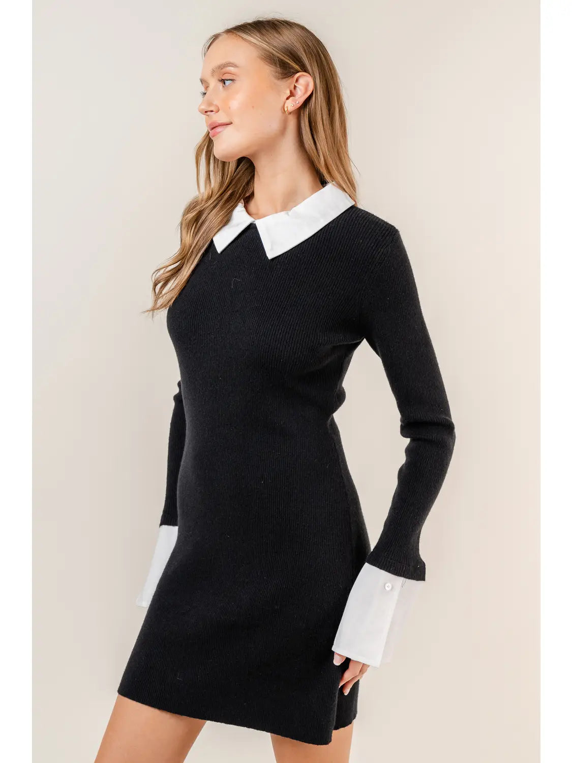 FORE Layered Collar Knit Mini Dress