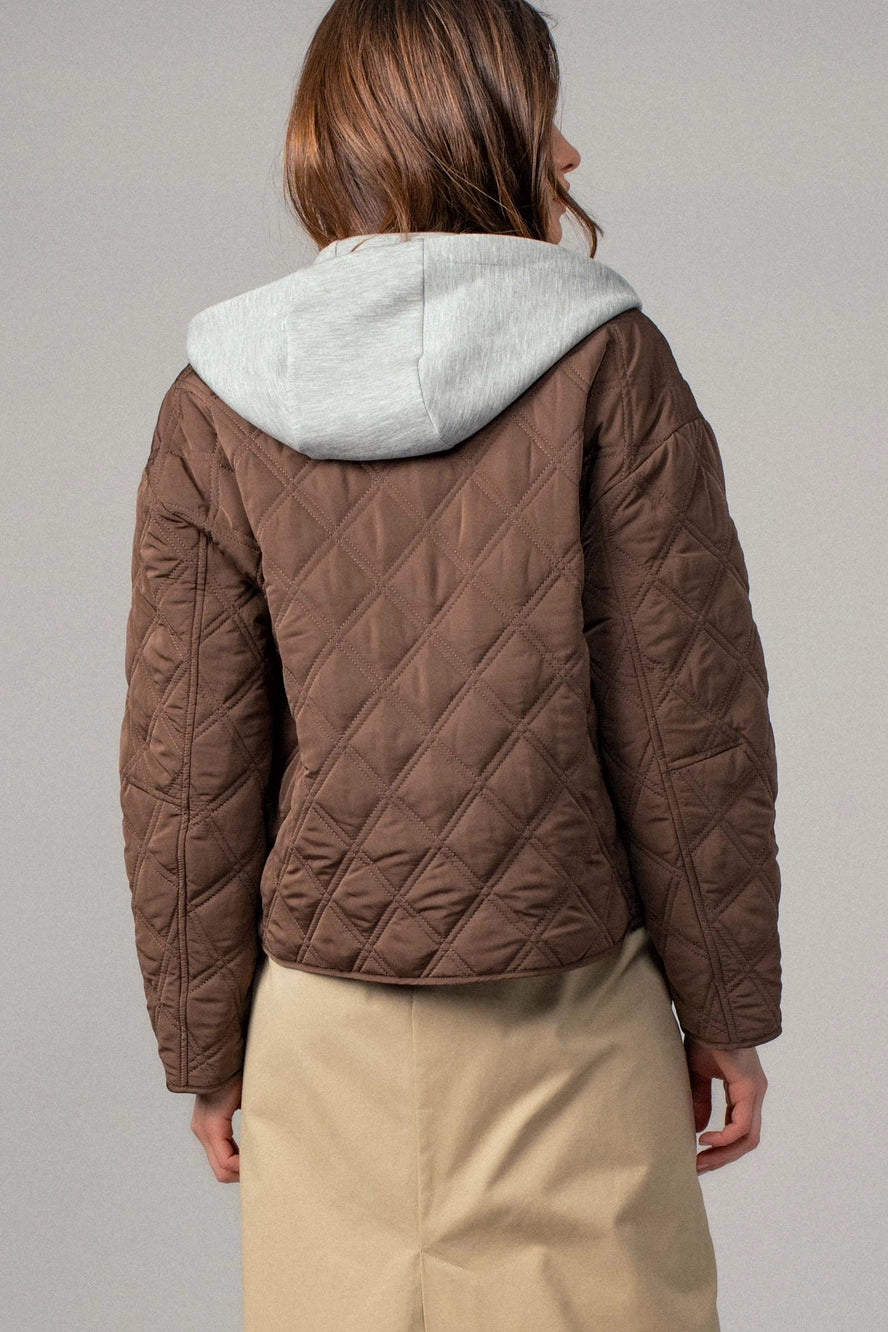 Urban Daizy Diamond Quilted Hooded Jacket (Various Colors)