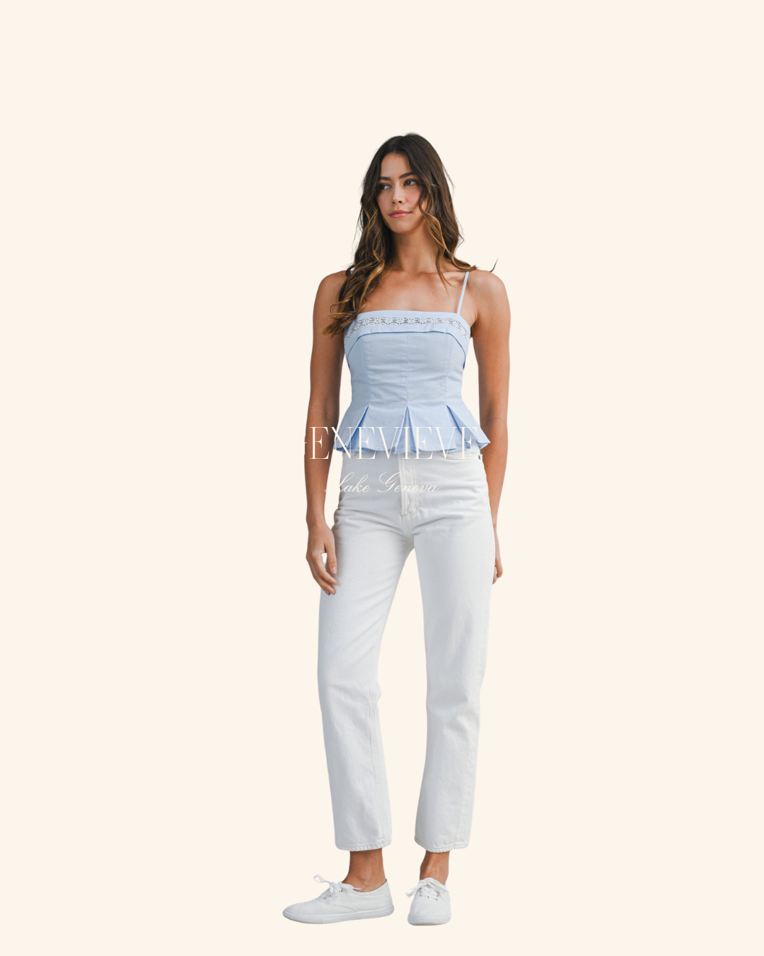 Mable Lace Trim Peplum Cami Top