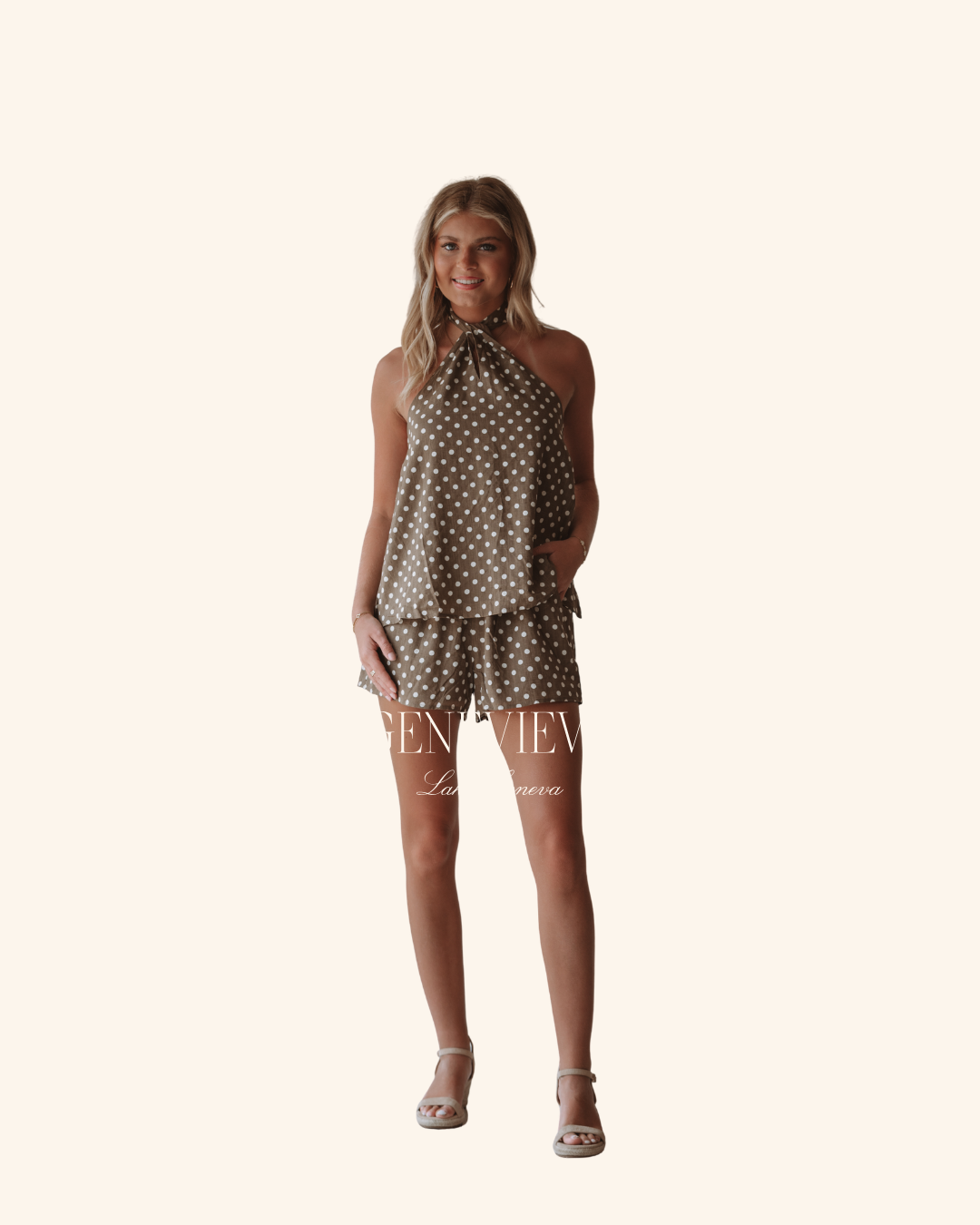 Mable Brown Polka Dot Halter Top