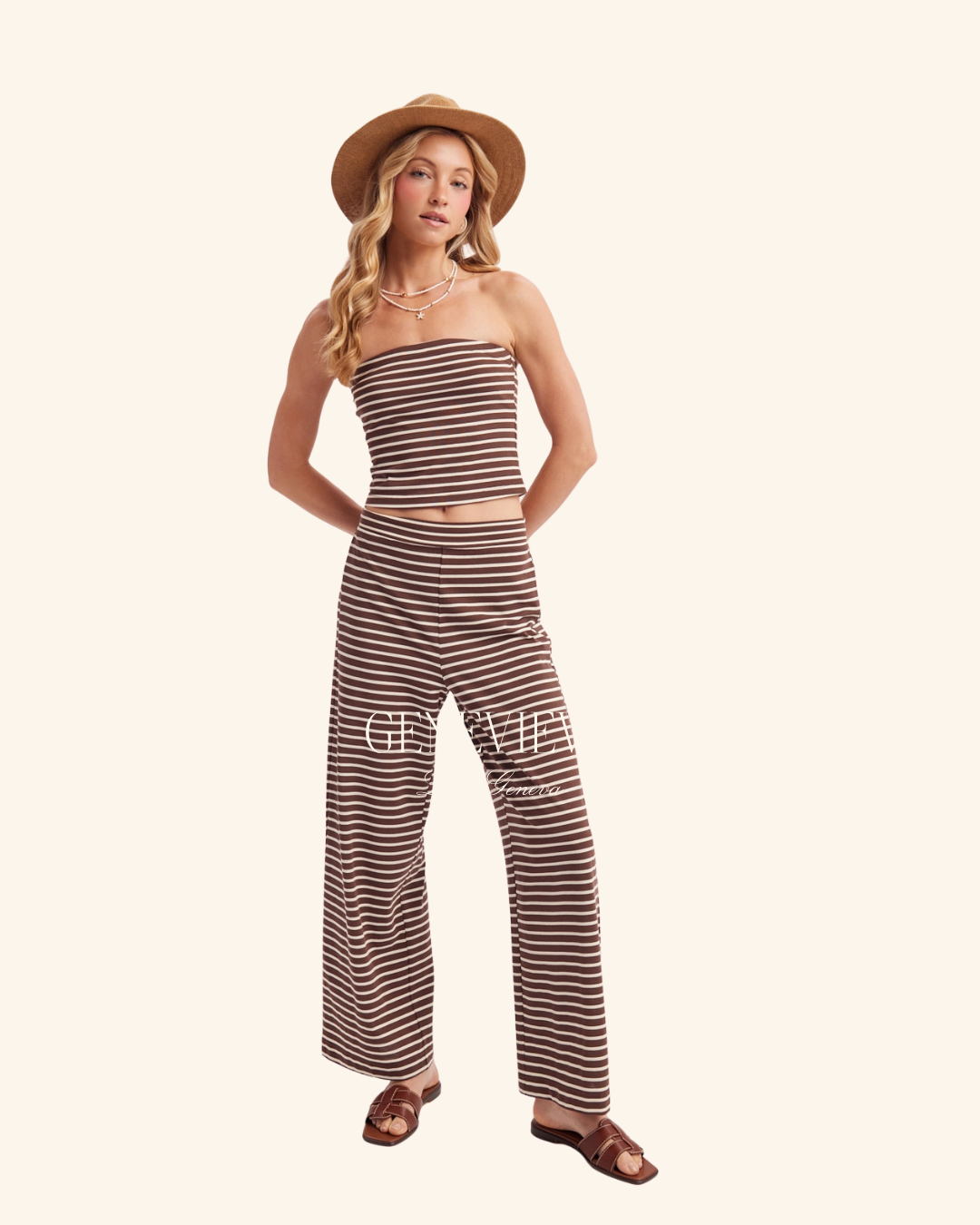 Blu Ivy Mocha Striped Pant