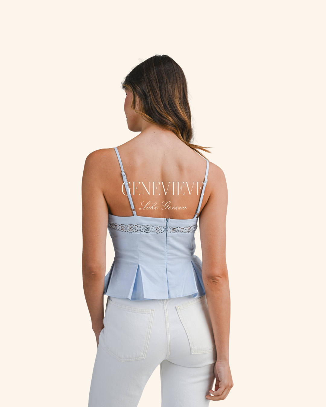 Mable Lace Trim Peplum Cami Top
