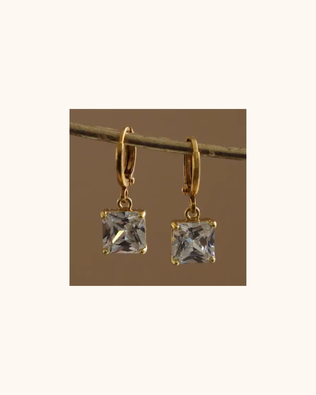 Katie Waltman Clear CZ Square Drop Huggies