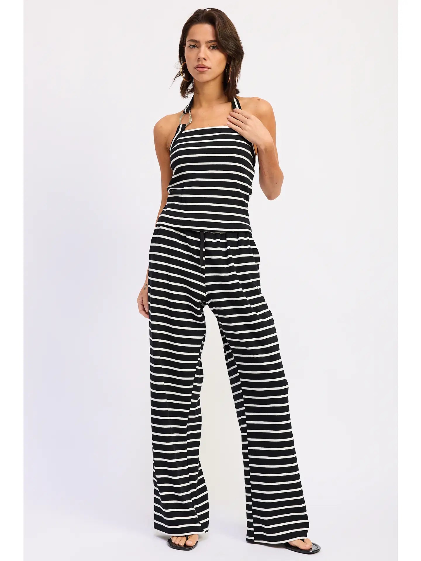 Emory Park Striped Pants with Elastic Waist Band