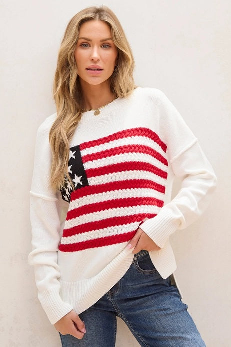 Threaded Pear Lakelyn American Flag Sweater