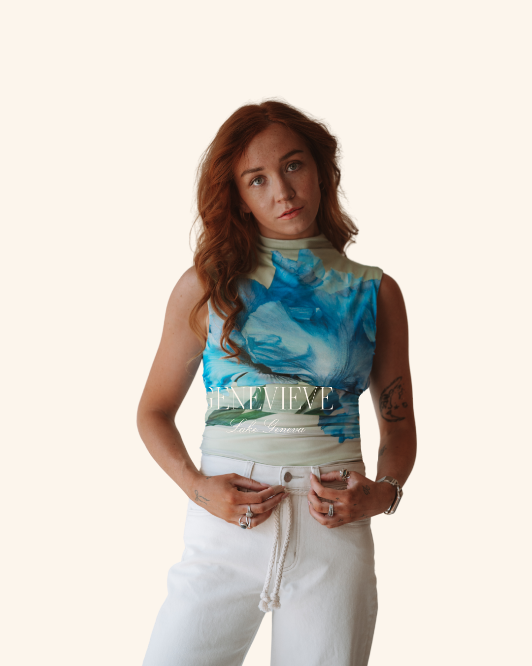 Emory Park Green Floral Mesh Top
