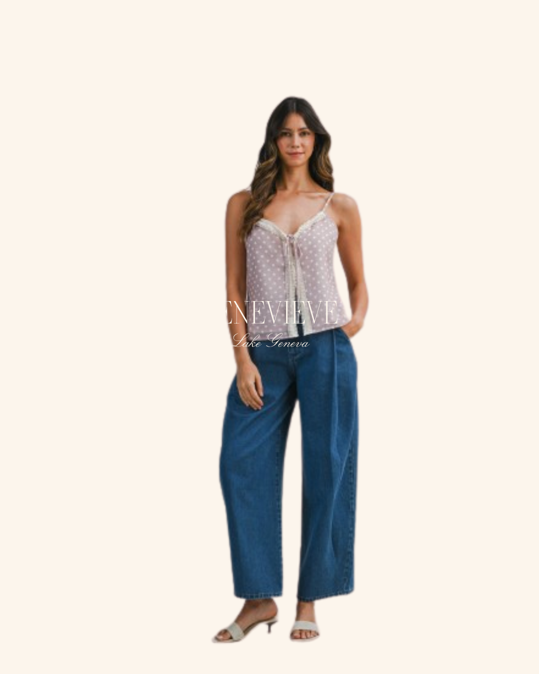 Mable Brown Polka Dot Lace Cami