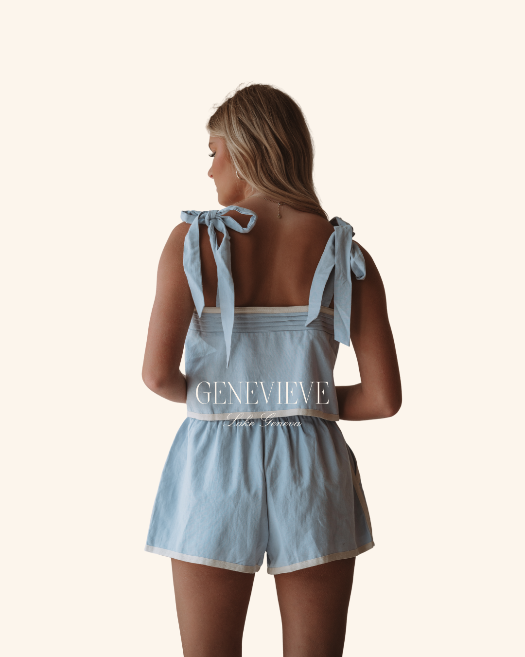 Mable Blue Strap Self Tie Crop Top