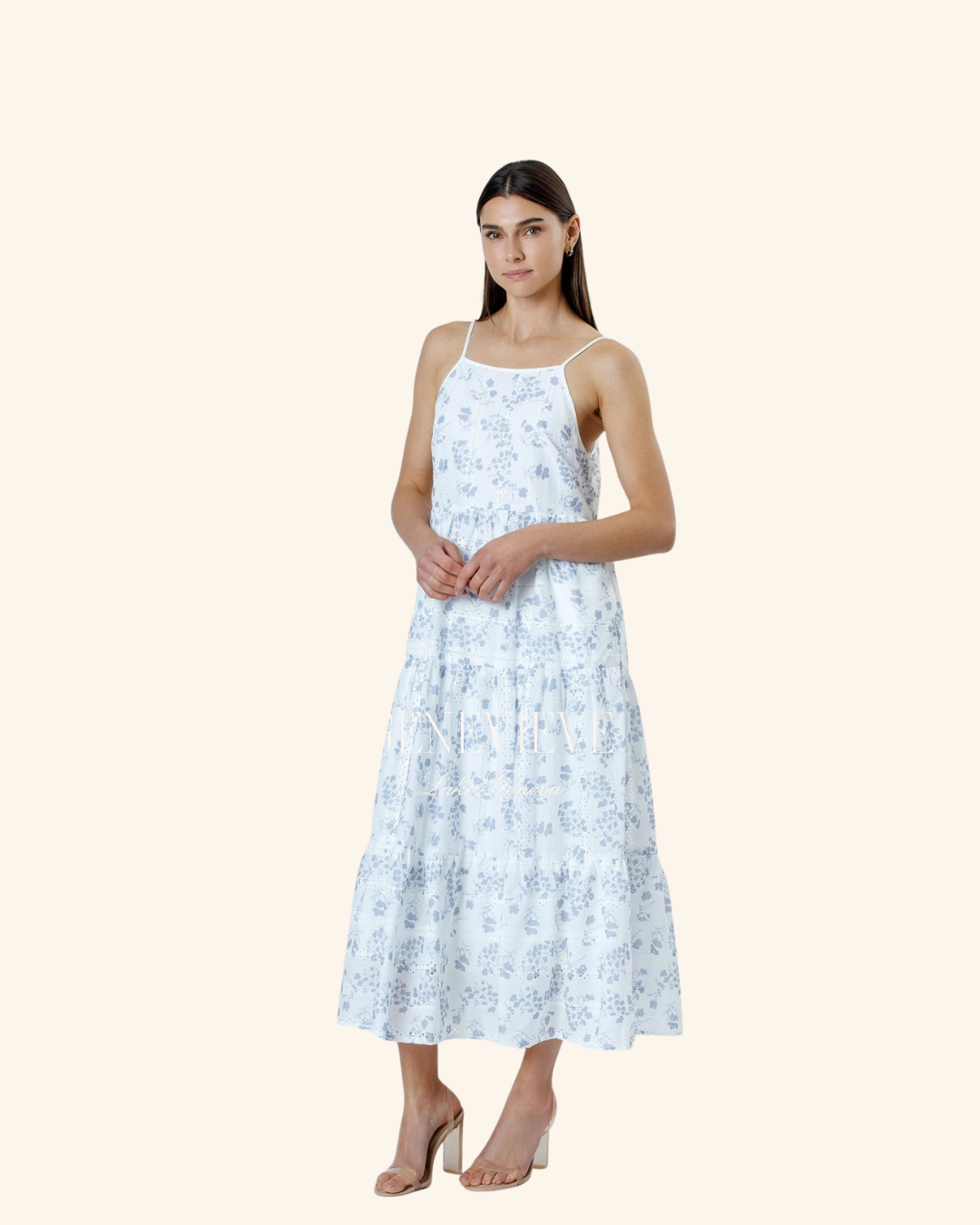 Storia White and Blue Floral Maxi