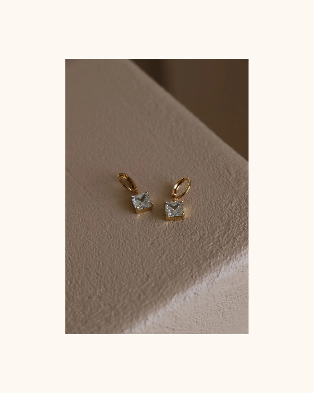 Katie Waltman Clear CZ Square Drop Huggies