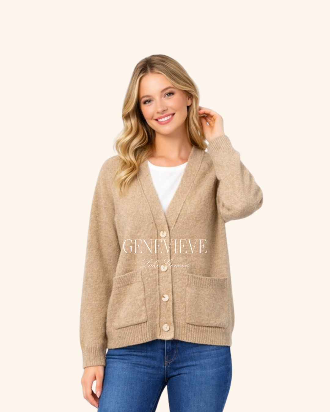 Dreamers by Debut Taupe Pocket Cardigan
