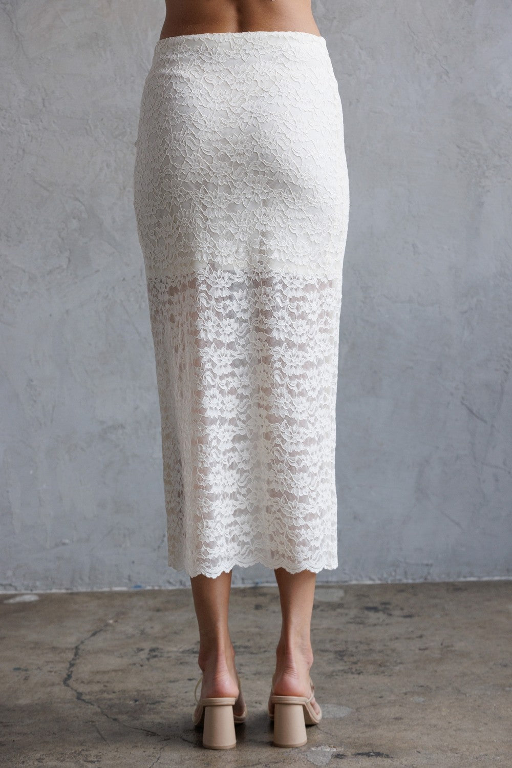 Storia Floral Laced Bodycon Midi Skirt