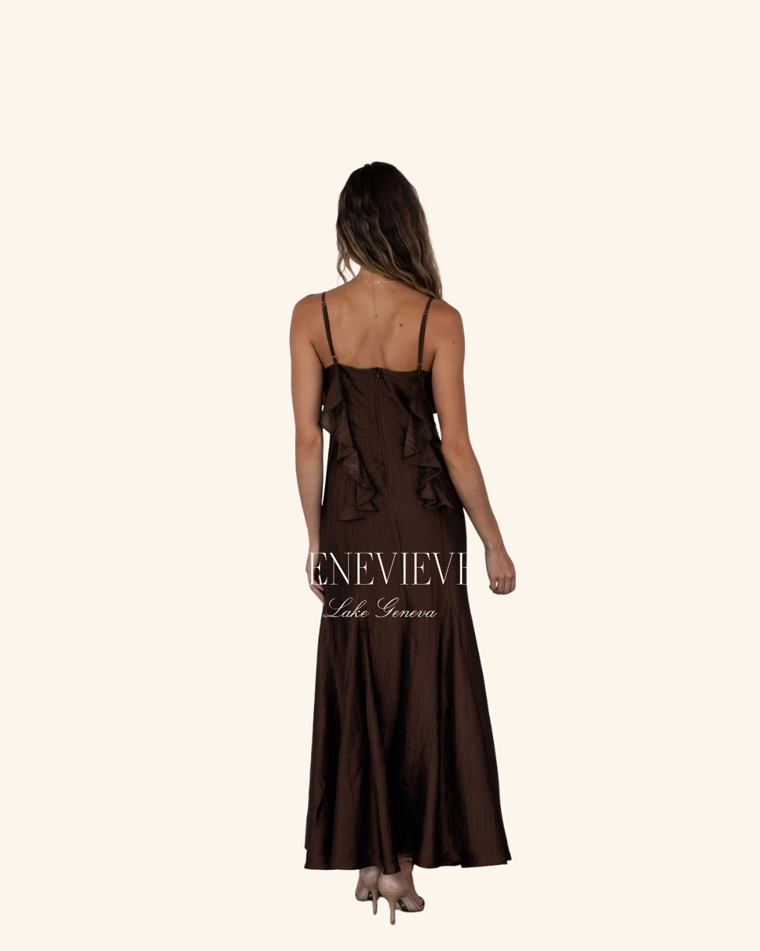 Storia Brown Ruffle Maxi