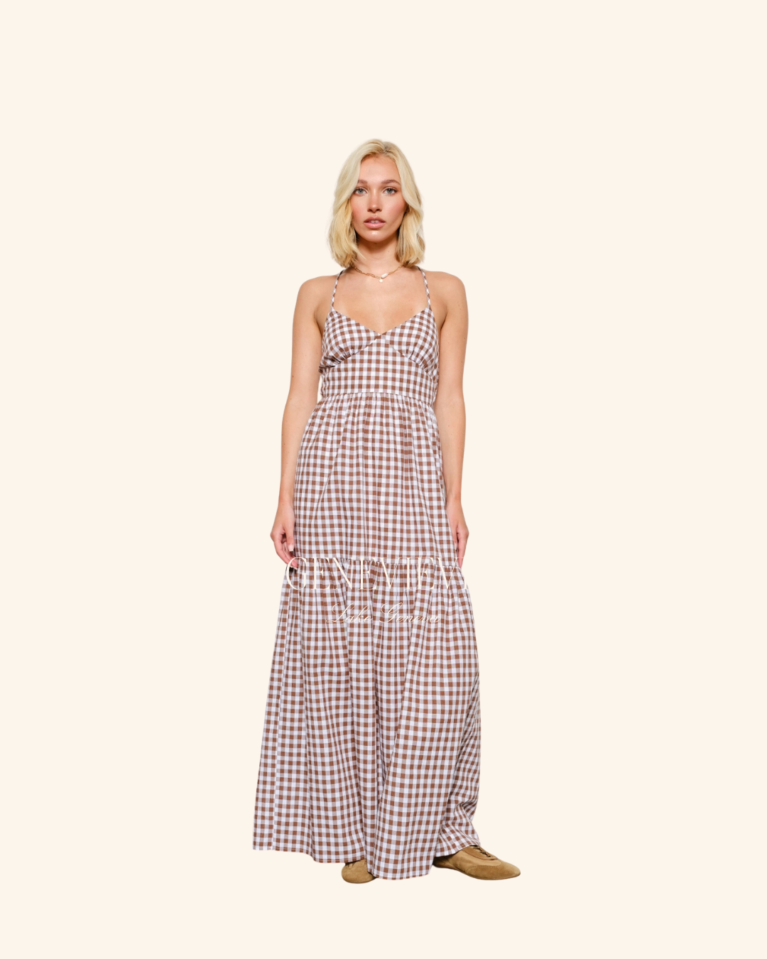 Pretty Garbage Brown Gingham Tiered Maxi med
