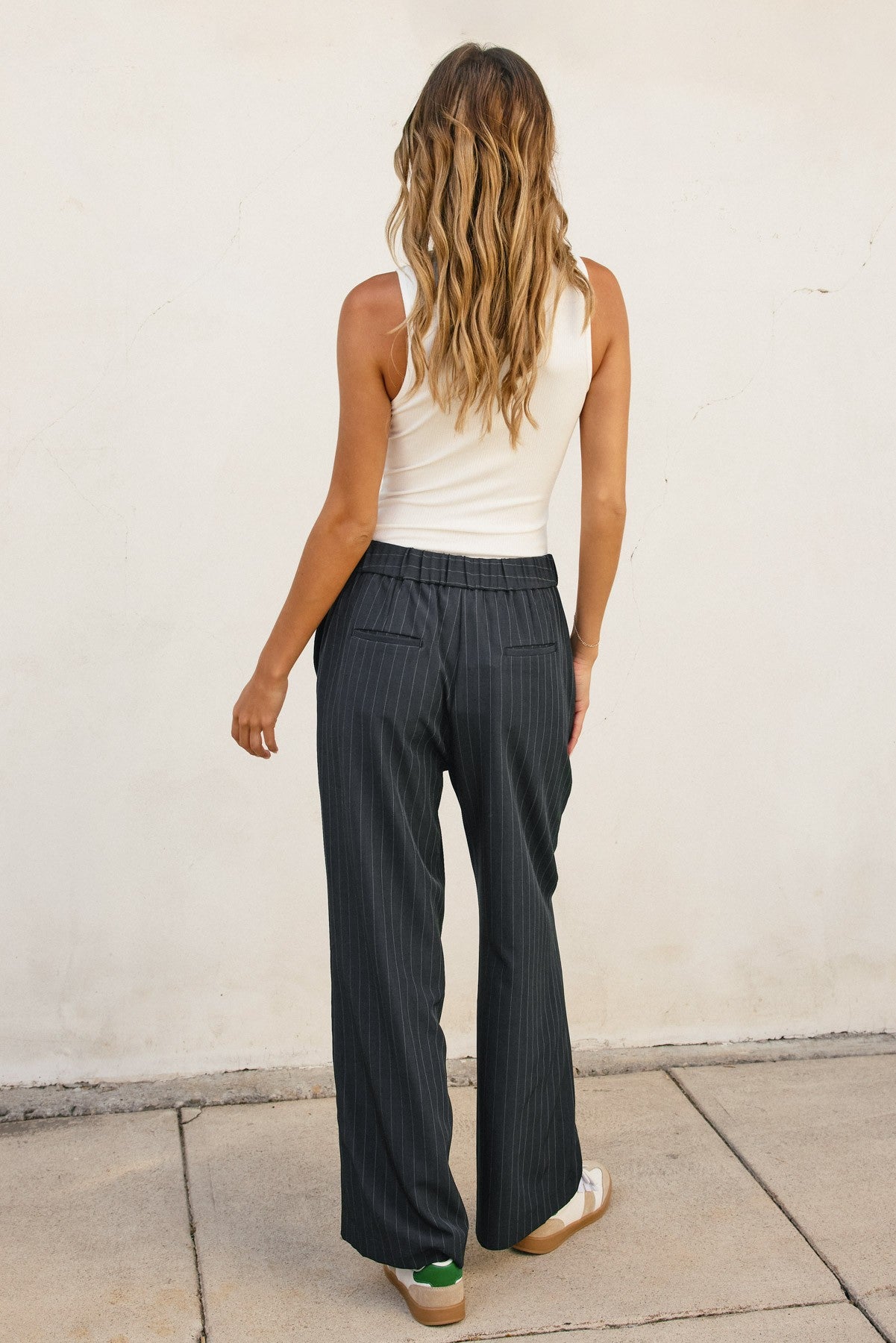 Dress Forum Pinstriped Wide Leg Trousers