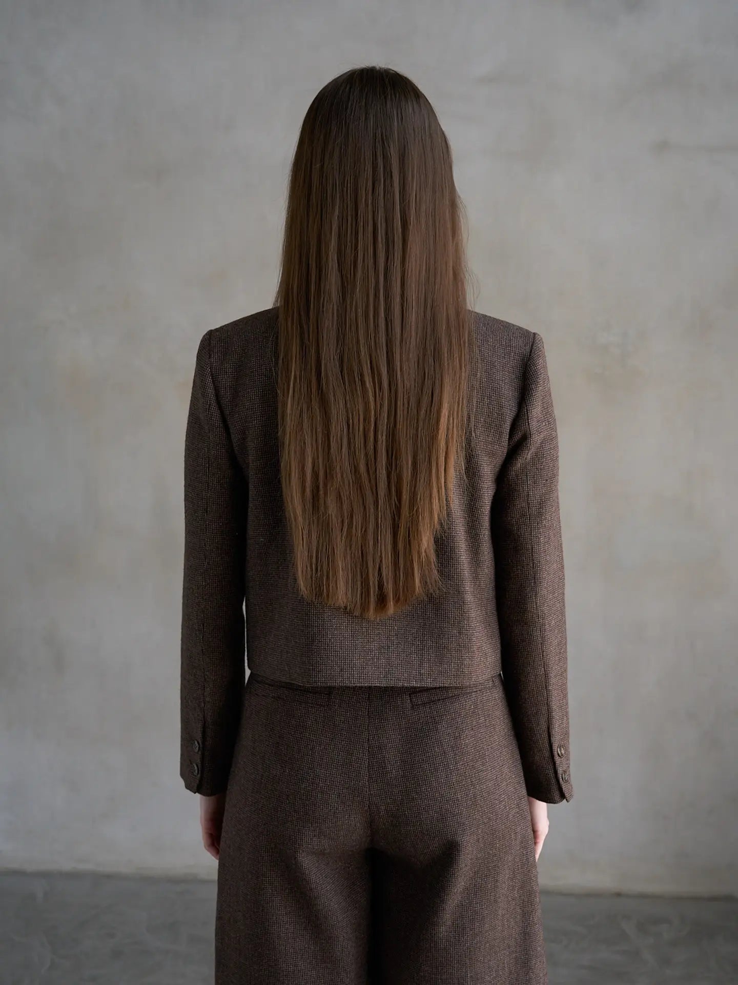 Elle Grey Double Button Collarless Coat