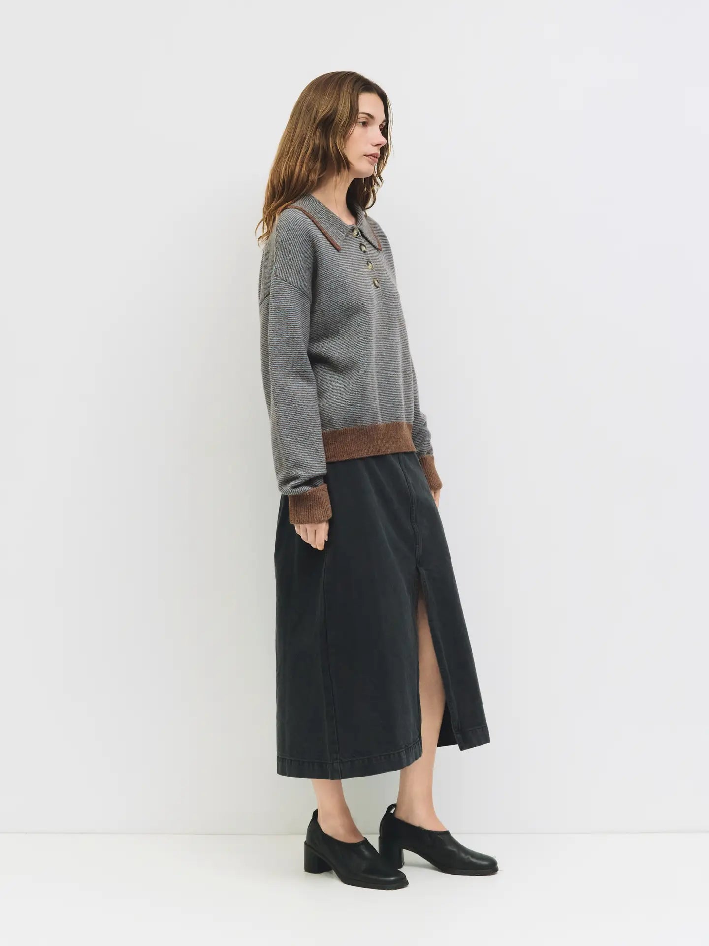All Row Polo Striped Knit Sweater