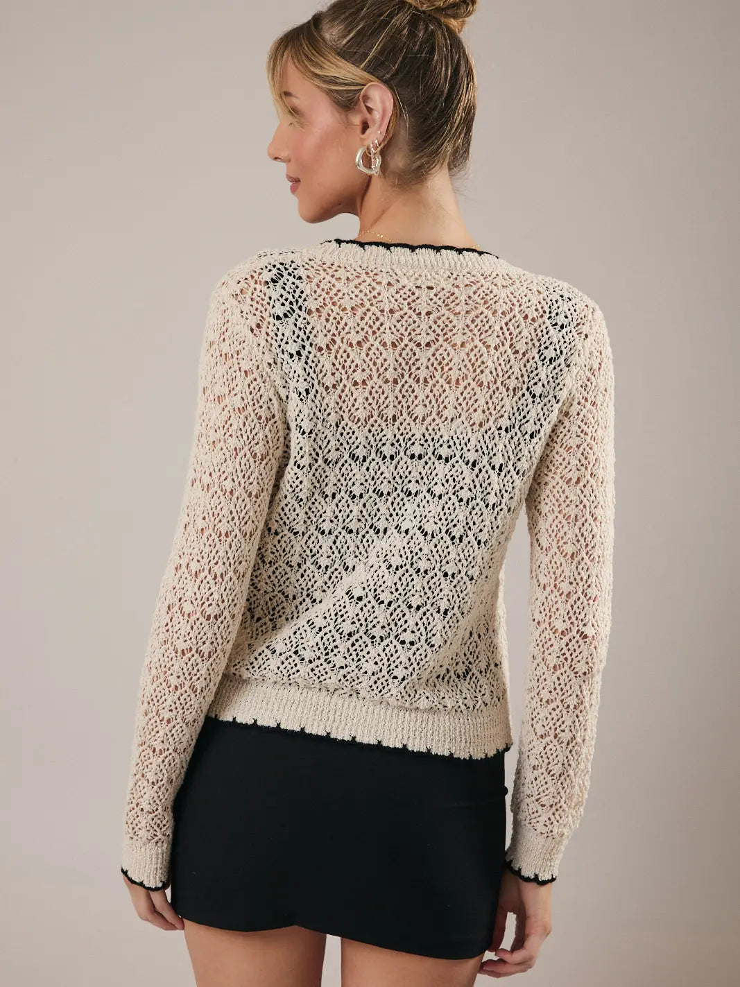 Sunday Edition V-Neck Button Up Crochet Cardigan