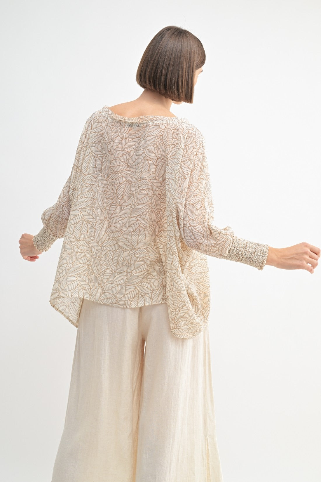 Fun2Fun Leaf Print Oversized Top
