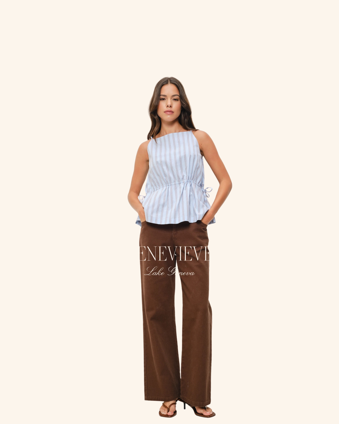 Pretty Garbage Blue Brown Baby Doll Top