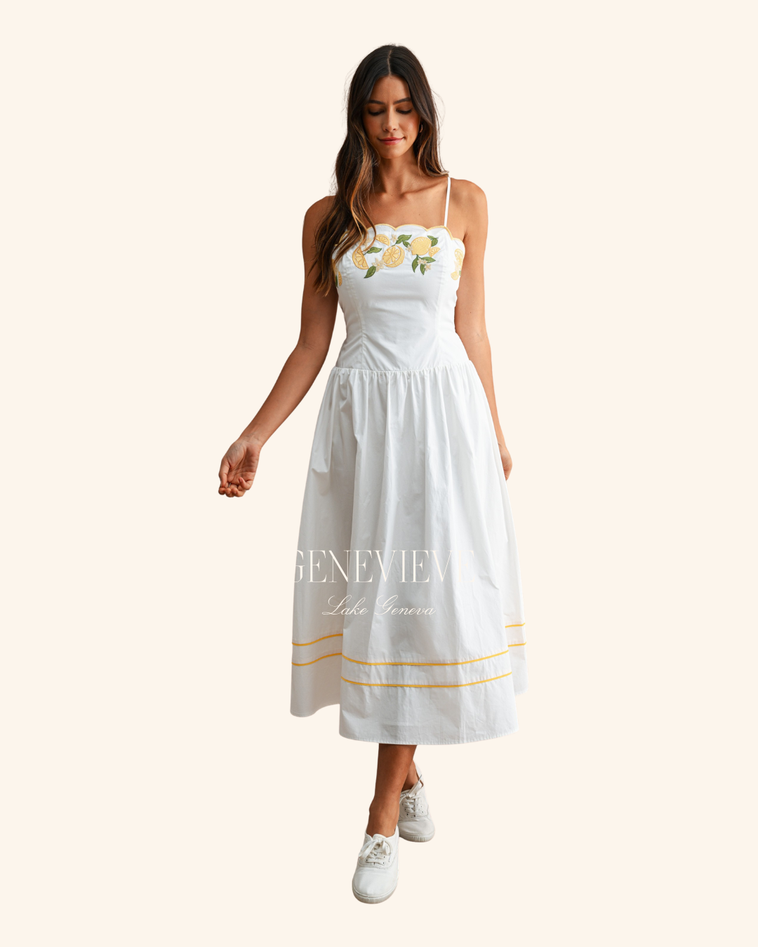 Mable Yellow Embroidered Midi Dress
