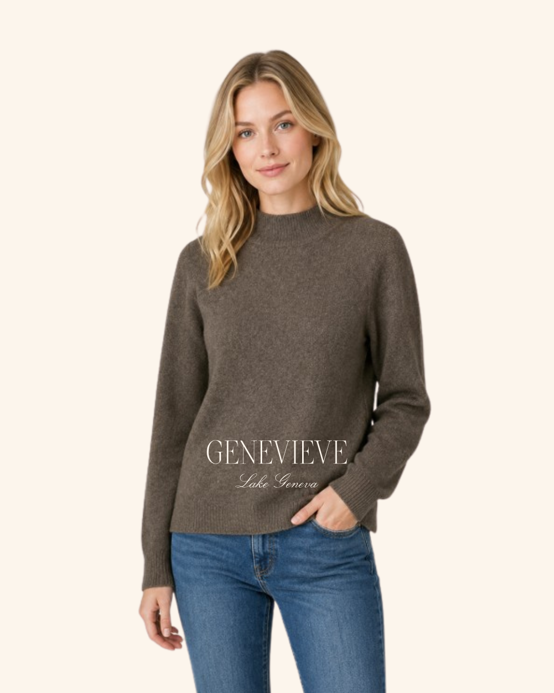 Dreamers Brown Mock Neck